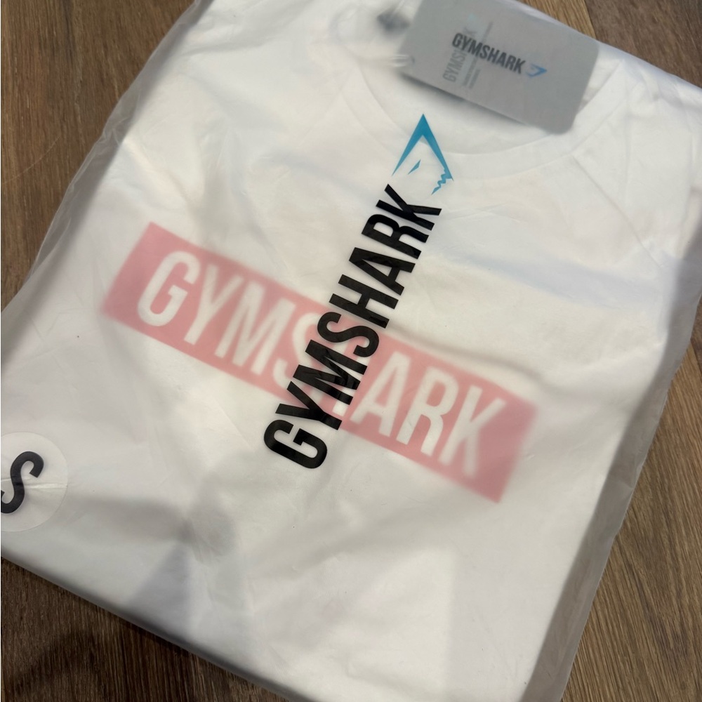 Gymshark White Tee with Black and Pink Accents